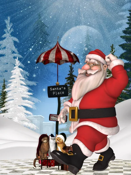 Återgivning Toon Santa Claus — Stockfoto