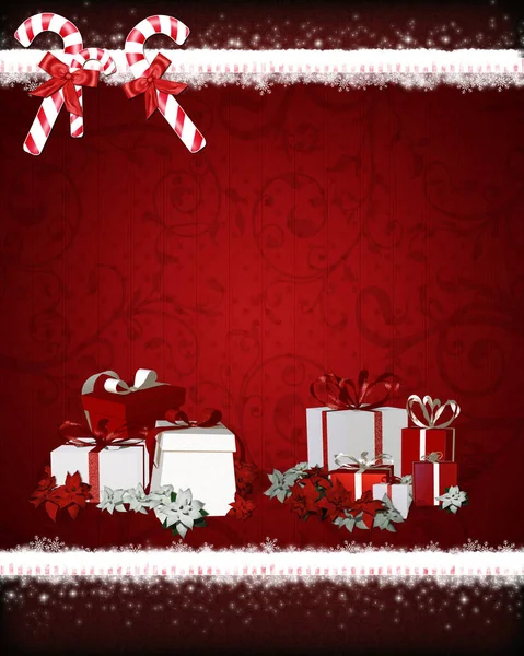 Cartão Natal Com Diferentes Ornamentos — Fotografia de Stock