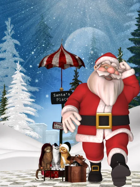 Рендеринг Toon Santa Claus — стоковое фото