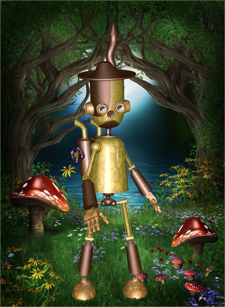 3d render of a toon tin man