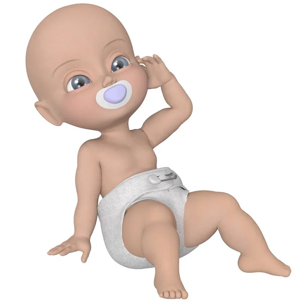 Renderen Van Een Leuke Toon Baby — Stockfoto