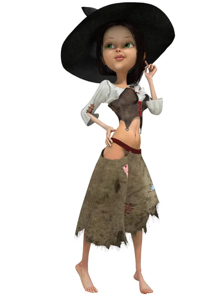 Render Cute Toon Witch — Stock Photo, Image