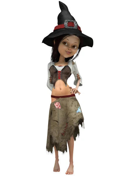 Render Cute Toon Witch — Stock Photo, Image