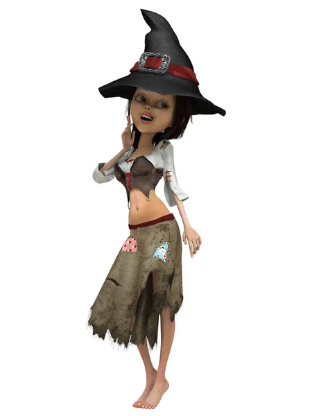 Render Cute Toon Witch — Stock Photo, Image