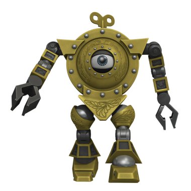 Bir çizgi film fantezi robotunun 3 boyutlu canlandırması