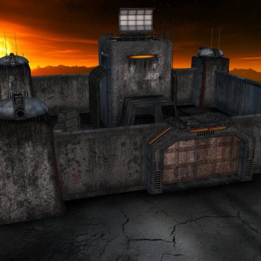 Bir bilim kurgu arkaplanının 3 boyutlu canlandırması