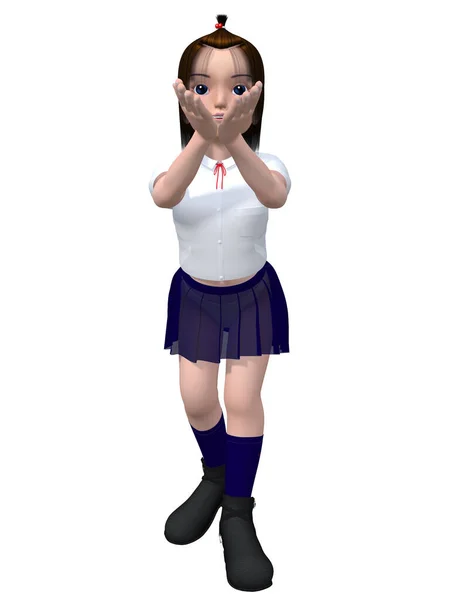 3Dレンダリングのかわいいです女の子 — ストック写真