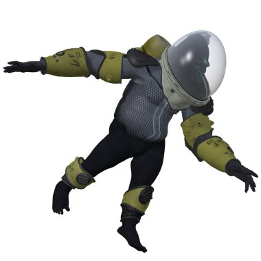 Uzay elbisesi içindeki bir gorilin 3D görüntüsü 