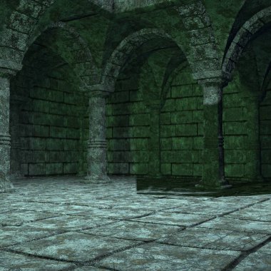 Fantezi sarnıç arkaplanının 3 boyutlu canlandırması