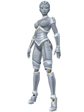 Seksi bir çizgi film robotunun 3D görüntüsü