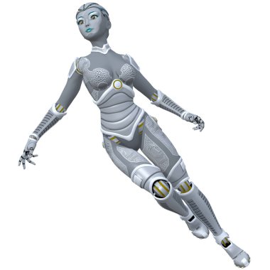 Seksi bir çizgi film robotunun 3D görüntüsü