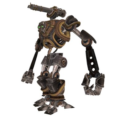 Steampunk robotunun 3D canlandırması