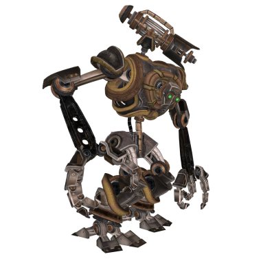 Steampunk robotunun 3D canlandırması