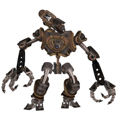 Steampunk robotunun 3D canlandırması
