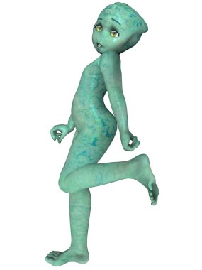 Sevimli bir uzaylı çizgi filminin 3 boyutlu görüntüsü