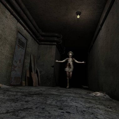 Karanlık bir fantezi korku sahnesinin üç boyutlu çizimi