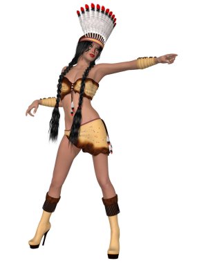 3d illustration of an sexy woman in a native indian costume