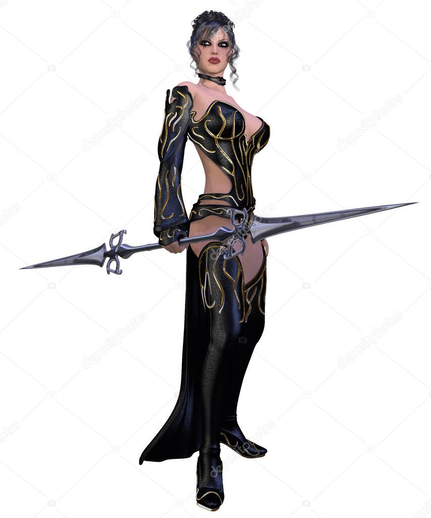 3d illustration of an woman with a fantasy outfit