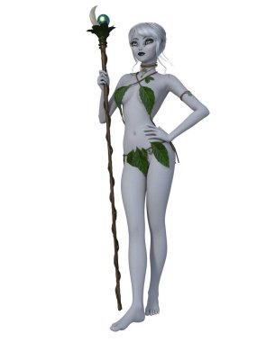 Tatlı bir kadın peri masalı figürünün 3 boyutlu çizimi