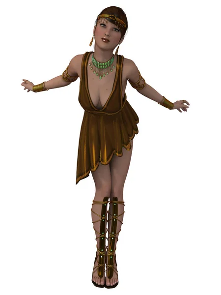 Eski Tanrıça Kıyafeti Giymiş Seksi Bir Kadının Boyutlu Resmi — Stok fotoğraf