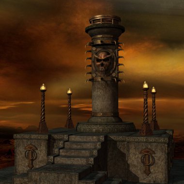 Eski bir fantezi arka planının 3 boyutlu çizimi