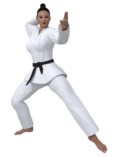 Ilustración Una Mujer Una Pose Karate —  Fotos de Stock