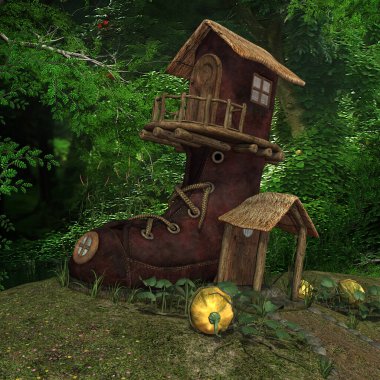 Fantezi peri masalı geçmişinin 3 boyutlu çizimi