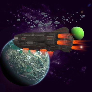 Bir bilim kurgu geçmişinin 3 boyutlu çizimi