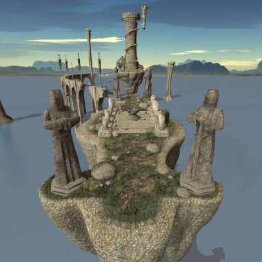 Eski bir fantezi arka planının 3 boyutlu çizimi