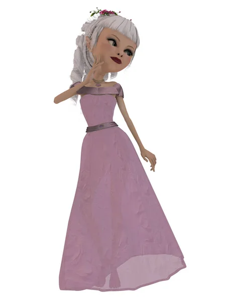 一个穿着晚礼服的奇幻人物的3D插图 — 图库照片
