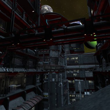 Bir bilim kurgu geçmişinin 3 boyutlu çizimi