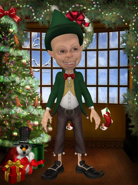 Illustration Toon Christmas Elf — Stock Photo, Image