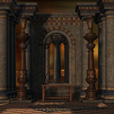 Mistik bir atmosferi olan bir fantezi arka planının 3 boyutlu çizimi 