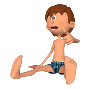 Şirin bir çizgi film figürünün 3 boyutlu çizimi