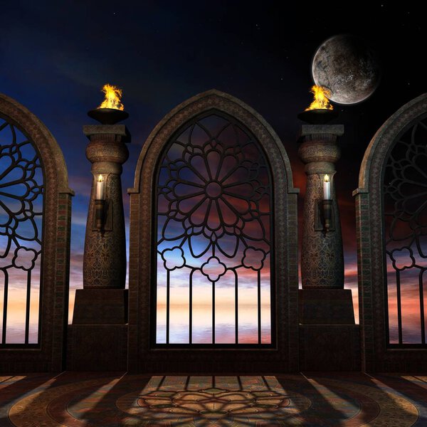 3d illustration of an fantasy background with a mystical atmosphere 