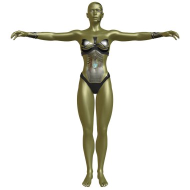 Bir bilim kurgu sayborgunun 3 boyutlu çizimi