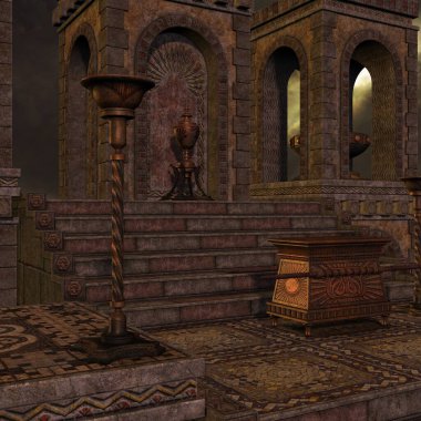 Mistik bir atmosferi olan bir fantezi arka planının 3 boyutlu çizimi 