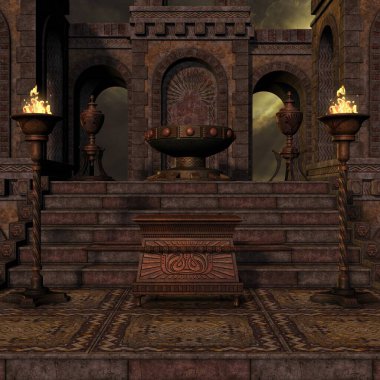 Mistik bir atmosferi olan bir fantezi arka planının 3 boyutlu çizimi 