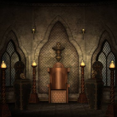 Mistik bir atmosferi olan bir fantezi arka planının 3 boyutlu çizimi 