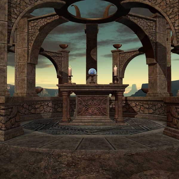 3D иллюстрация фантастического фона с мистической атмосферой 