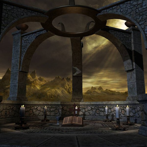 3D иллюстрация фантастического фона с мистической атмосферой 