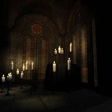 Mistik bir atmosferi olan bir fantezi arka planının 3 boyutlu çizimi 