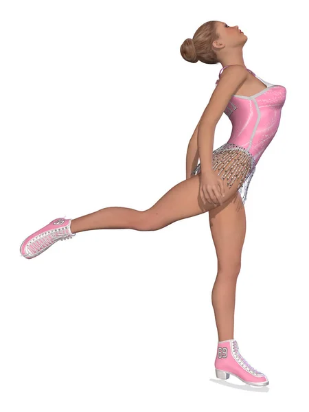 3D图片 一个性感女子与冰鞋合影 — 图库照片