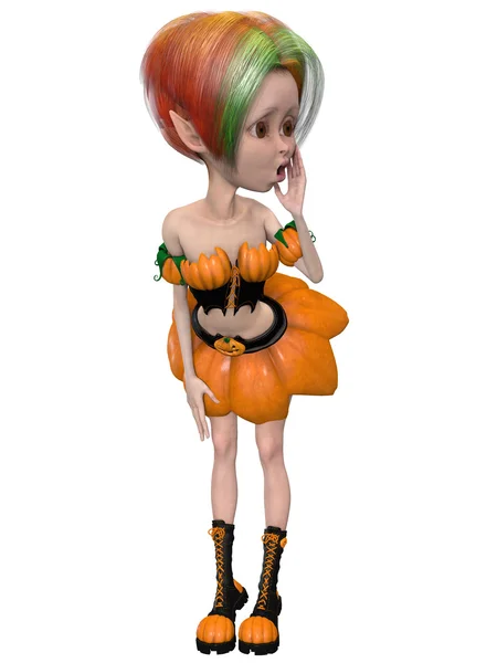 Beautiful toon pumpkin girl — Stock Photo, Image