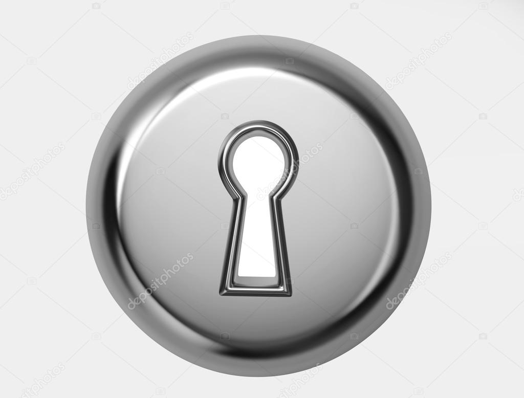Glossy metal keyhole with clipping path
