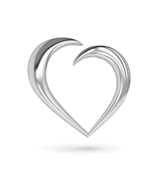 Icona cuore argento con percorso di ritaglio — Foto Stock