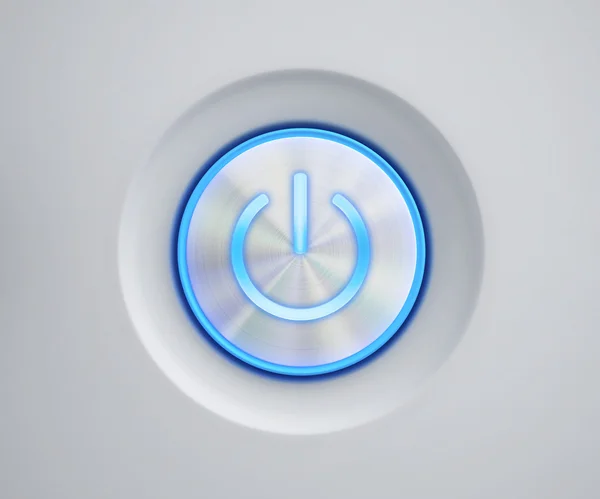 Güç düğmesi ile mavi parlaklık — Stok fotoğraf
