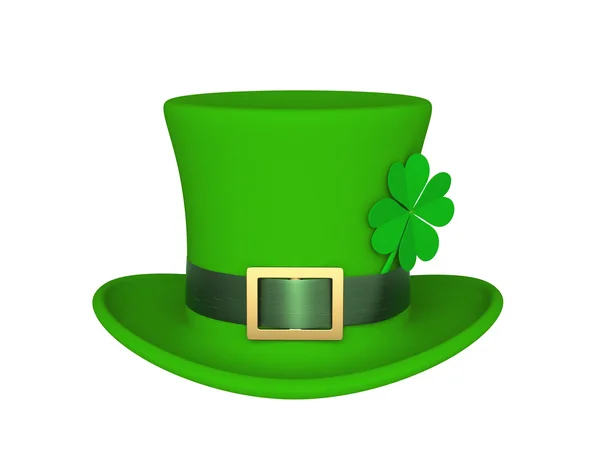 Chapeau vert chanceux avec trèfle pour la Saint Patrick, isolé sur — Photo