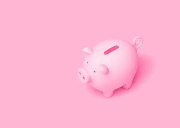 Banco Piggy Rosa Isolado Fundo Rosa Renderização Com Caminho Recorte — Fotografia de Stock