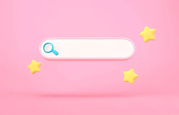Blank Search Bar Bookmarks Stars Pink Background Rendering — Stock Photo, Image